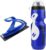 Bidon met Bidonhouder Set Fiets – Blauw-Wit – Lichtgewicht Bidon (650 mL) + Houder – Mountainbike Fleshouder Antislip – Racefiets