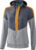 Erima Squad Tracktop Jack Met Capuchon Dames Slate Grijs-Monument Grijs-New Oranje Maat 44