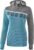 Erima Teamline 5-C Sweatshirt met Capuchon Dames Oriental Blue Melange-Grijs Melange-Wit Maat 38