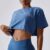 Peachy Bum Short Oversized T-Shirt – Crop top – Sportkleding dames – Blauw – Maat M