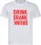 Wit Fun T-Shirt met “ Drink. Drank, Drunk “ print Rood Size L